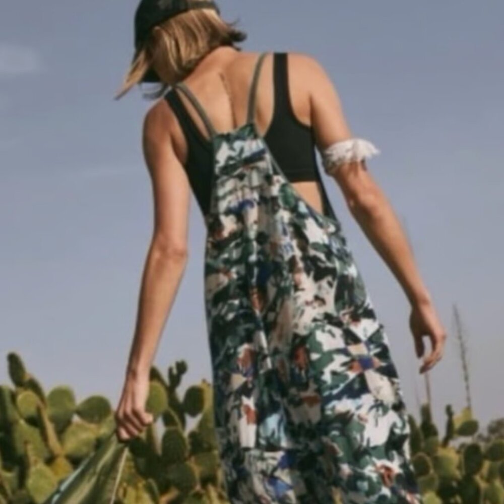 NWT!! FREE PEOPLE Printed Hot Shot Onesie in Evergreen Combo Sz XS